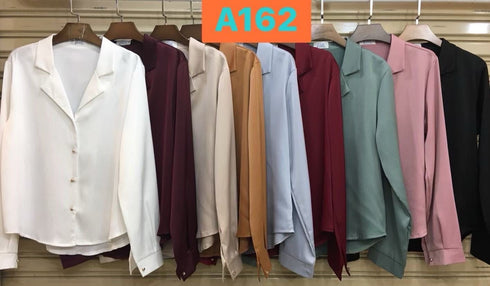 Women Satin Collar Down Shirts